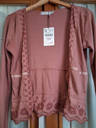 Cárdigan Zara Rosa Talla M