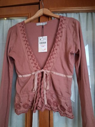 Cárdigan Zara Rosa Talla M