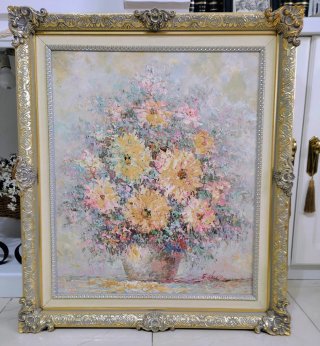 Cuadro floral vintage dorado