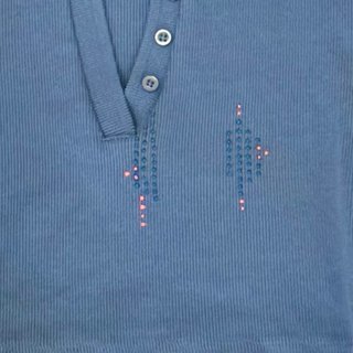Talla S - Top corto de punto canalé azul