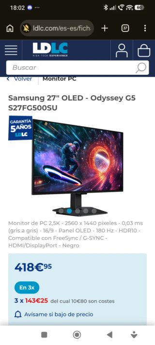 Samsung Odyssey G5 OLED mai aperto