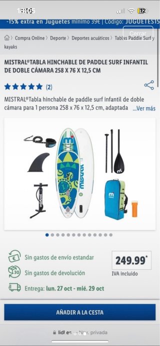 Tabla Paddle Surf Mistral con Accesorios