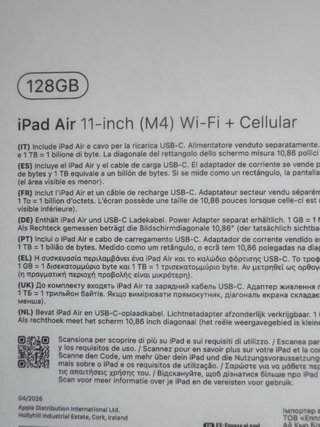 iPad Air 11 M4 WiFi+Celular. 2026. SIN ESTRENAR