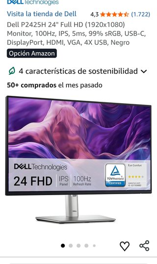 Monitor Dell 24" Alta gama FULLHD 100hz Nuevo!!