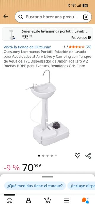 Lavabo portátil WC y lavamanos