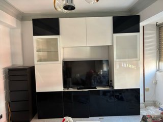 Mueble salón modular negro y blanco