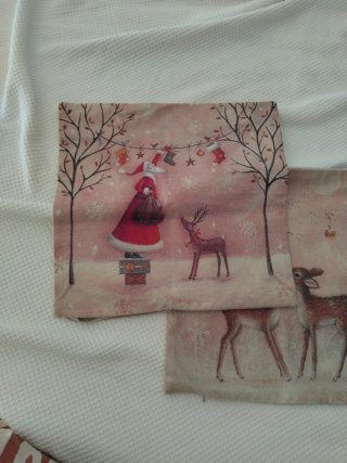 Funda cojín Navidad ciervos y árbol