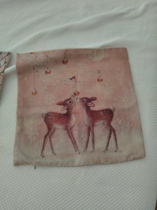 Funda cojín Navidad ciervos y árbol