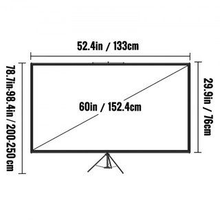 Pantalla de Proyector Tripode con Soporte de 60 pulgadas 16:9 Pantalla de Proyección 4K HD Soporte Antideslizante Altura Ajustable Pantalla Portátil para Proyector Interior y Exterior para Películ...