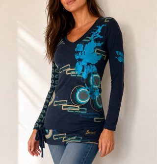 Camiseta Desigual azul manga larga talla M