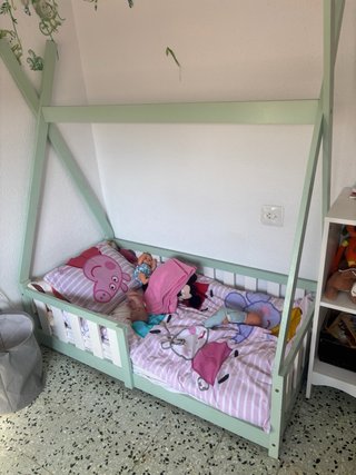 Cama Montessori Madera 140x70 + estanteria