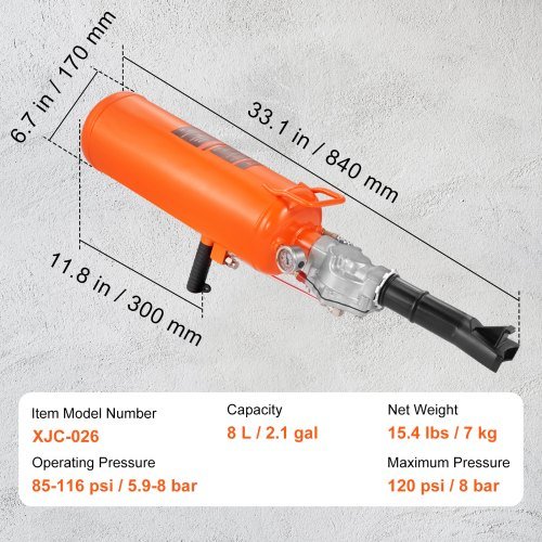 Asiento de Neumáticos, Blaster de Aire de 2.1 Gal/8 L, Blaster de Mano de 120 PSI, Herramienta Infladora de Neumáticos Portátil Mejorada, Presión de Operación de 85-116 PSI para Tractor, Camión, A...