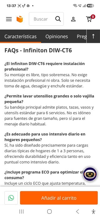 Lavavajillas compacto INFINITON