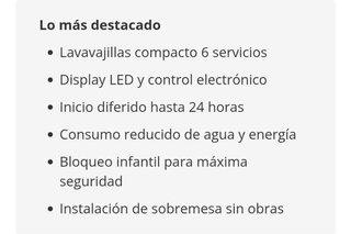 Lavavajillas compacto INFINITON