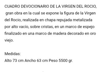 Cuadro Virgen del Rocío Marco Dorado