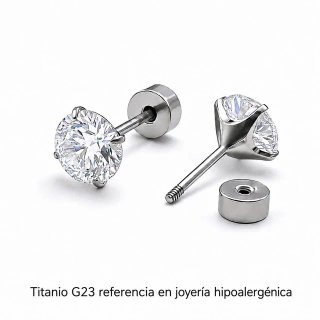 Pendientes Moissanita Titanio G23 Hipoalergénicos
