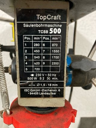 Taladro de columna TopCraft TCSB 500