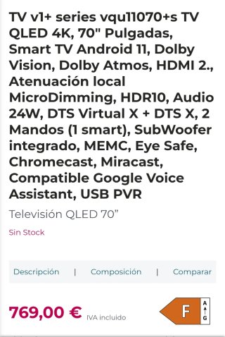 TV Cecotec 70 QLED 4K Android TV