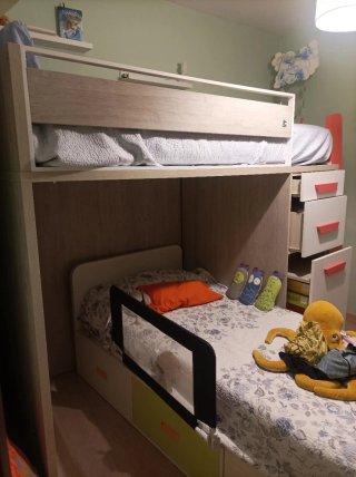 Cama alta Ros 90x190 con quitamiedos