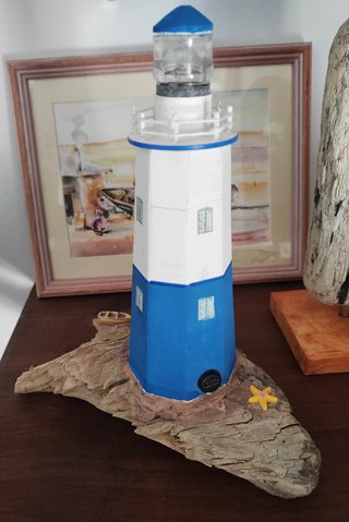 Faro decorativo legno bianco e blu