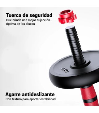 Mancuernas 2 en 1 con Barra Ajustable