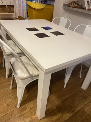 Juego de 5 sillas de comedor blancas