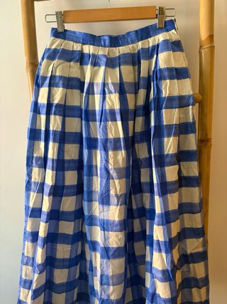 Falda Zara cuadros azul y blanco