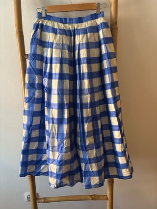 Falda Zara cuadros azul y blanco