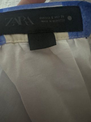 Falda Zara cuadros azul y blanco
