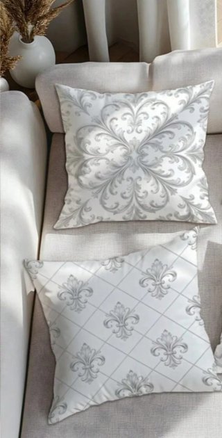 2 federe copricuscino fiore e gigli bianco 45x45