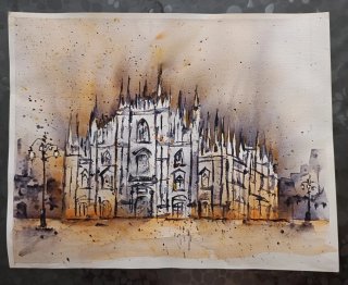Acquerello  acquarello Duomo di Milano
