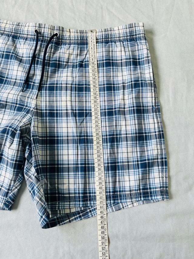 Bañador Lacoste Cuadros Azul y Blanco XL