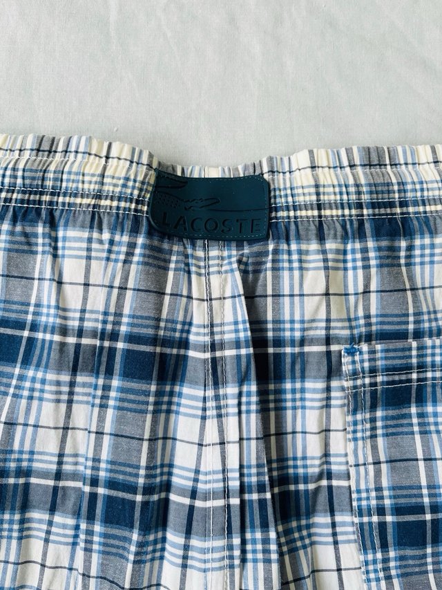 Bañador Lacoste Cuadros Azul y Blanco XL