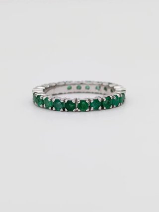 Anillo Eternity Oro Blanco 18K Esmeraldas