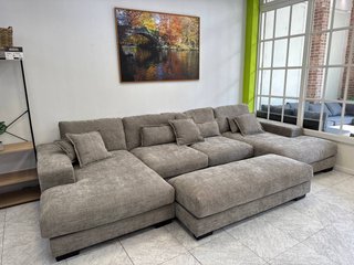 Sofá chaise longue XL con puff Nuevo