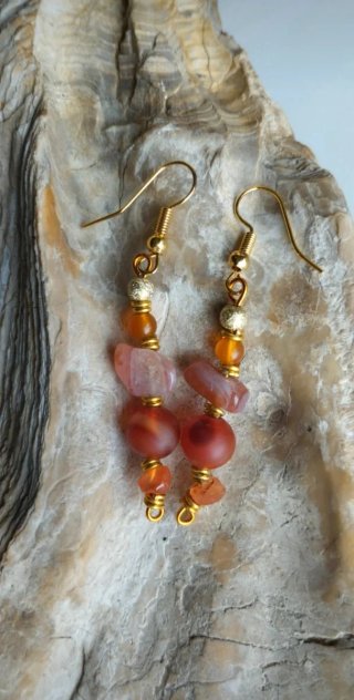 Pendientes Ágatas Naturales Dorados