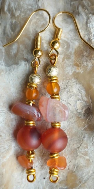 Pendientes Ágatas Naturales Dorados