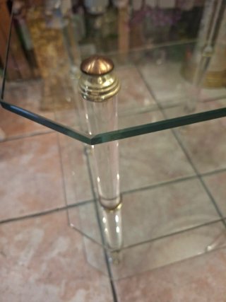 Mesa de centro cristal y metal dorado