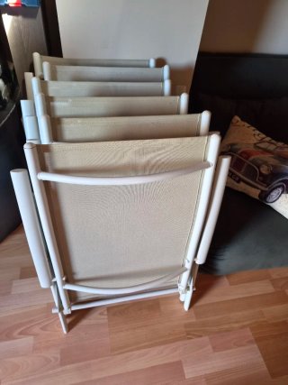 Mesa jardín + 5 sillas beige