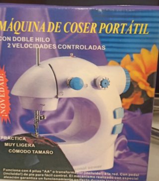 Máquina de coser portátil con doble hilo