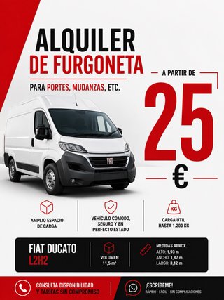 Se alquila furgón L2H2 perfecto para mudanzas.