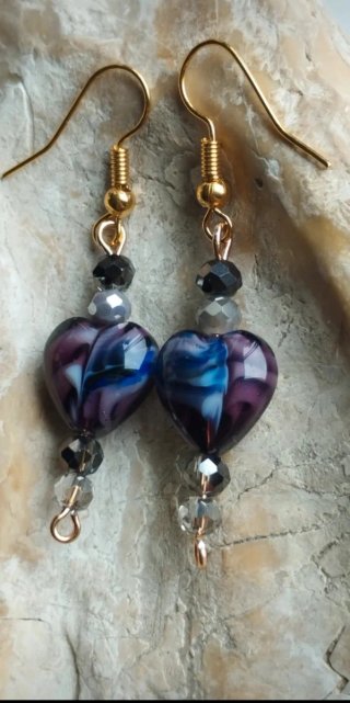 Pendientes Corazón Murano y Cristal Checo