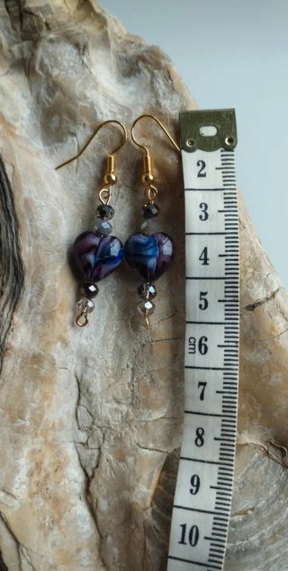 Pendientes Corazón Murano y Cristal Checo