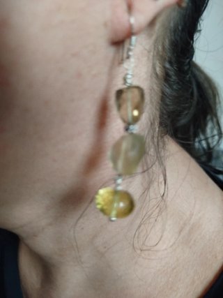 Pendientes Plata y Piedras amarillo