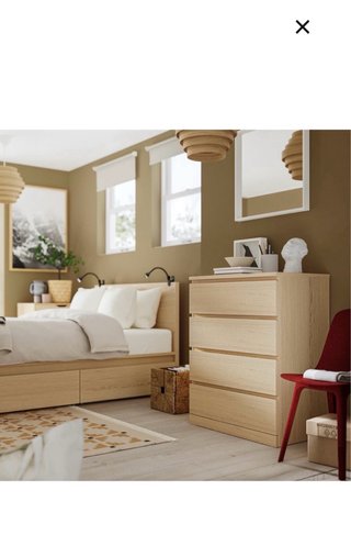 Cómoda MALM 4 cajones roble tinte blanco