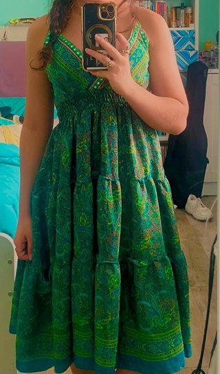 Vestido verde estampado bohemio
