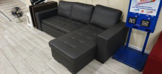 Sofá Cama Negro Piel Sintética
