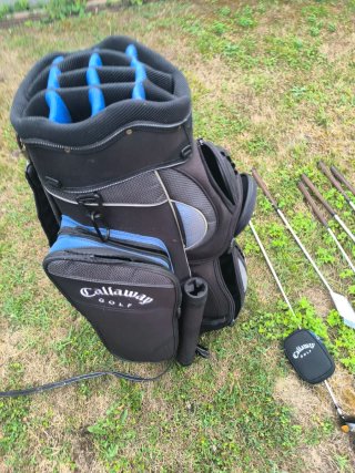 Bolsa de golf con 11 palos y carrito