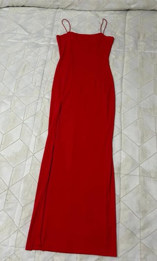 Vestido largo elástico rojo