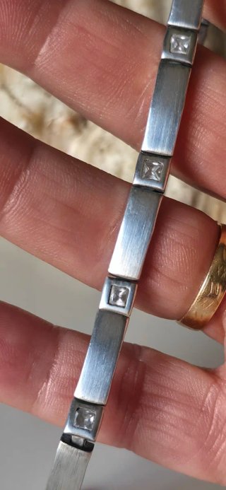 Preciosa pulsera años 80 plata mate combinada